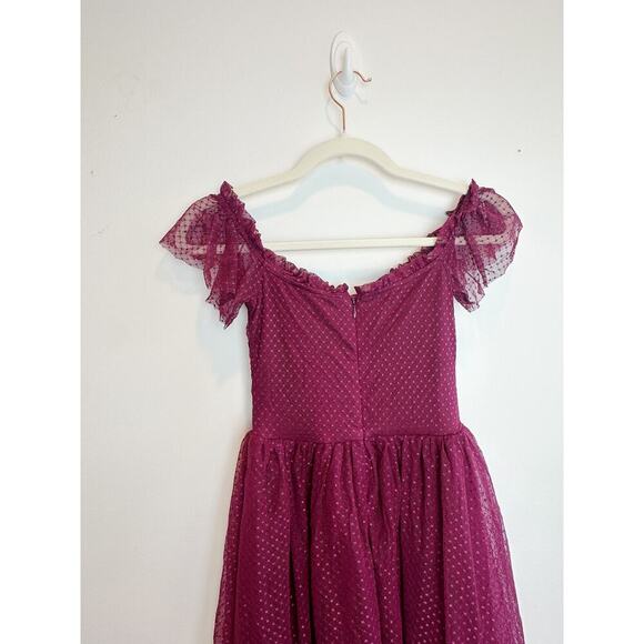 Lulu's Burgundy tulle dress midi length size XS - Picture 14 of 14